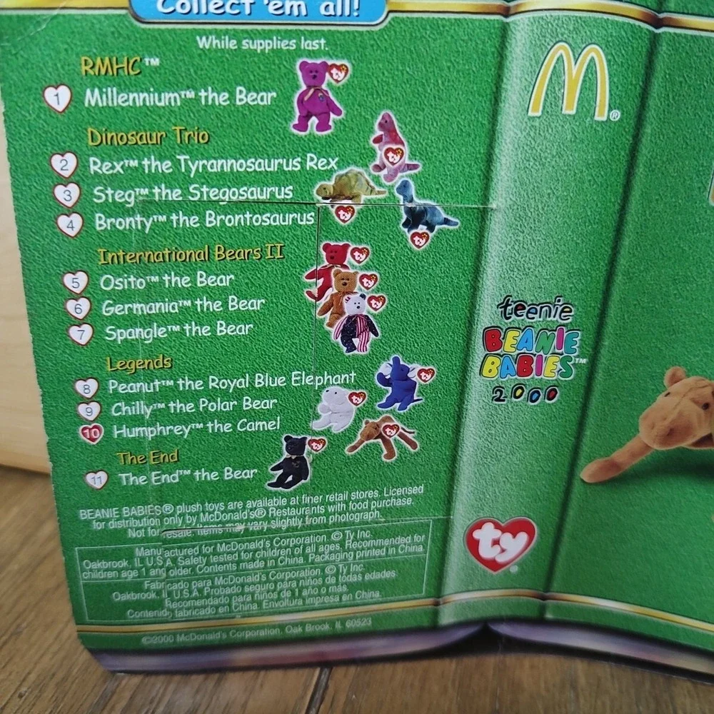 TY Teenie Beanie Babies Chilly Peanut Elephant Humphrey Camel RETIRED McDonald‎